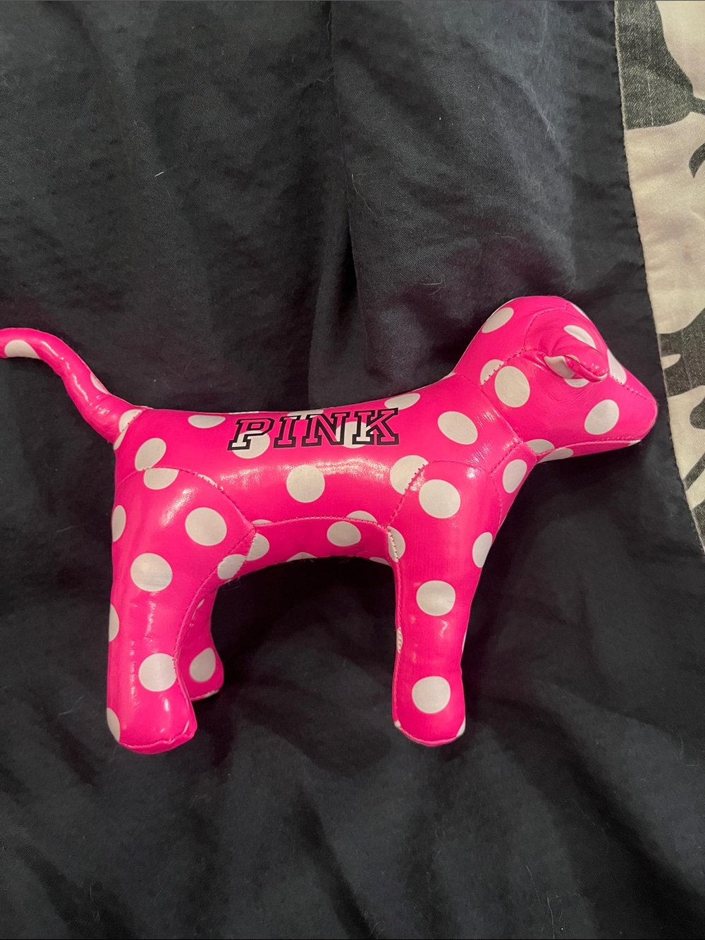 PINK Victoria's Secret Hot Pink Polka Dot Dog Plush Toy